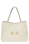 Gucci Horsebit Leather Shopping Bag In Mystic White