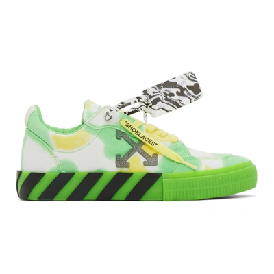 Off-white White And Green Vulcanized Low Sneakers In Green/yello