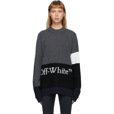 Off-white Grey Color Block Sweater