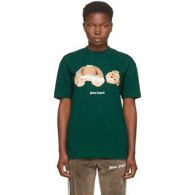 Palm Angels Green Bear T-shirt In Forest Gree