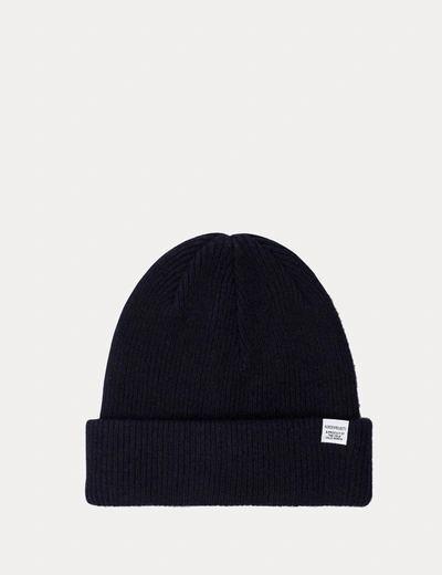Norse Projects Ribbed Merino Wool Beanie In Navy Blue