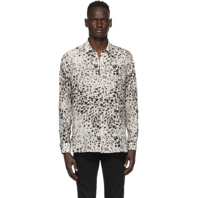 Saint Laurent Off-white & Black Spotted Shirt In 9787 Chalk