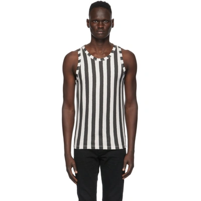 Saint Laurent Slim-fit Striped Cotton-jersey Tank Top In Dirty Ecru/noir