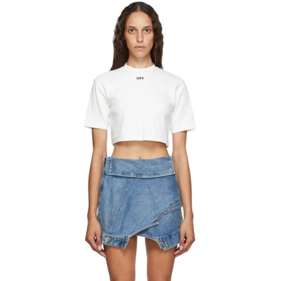 Off-white White Cropped 'off' T-shirt In White/black