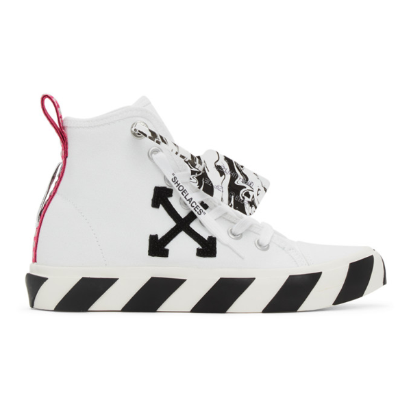 Off-white High Vulcanized Logo Canvas Sneakers In White | ModeSens