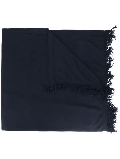 Rick Owens Frayed Oversized Scarf In Blue