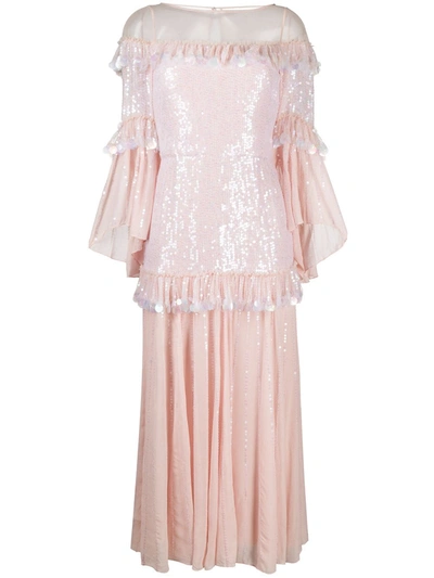 Temperley London Sequin Embellished Dress In Pink