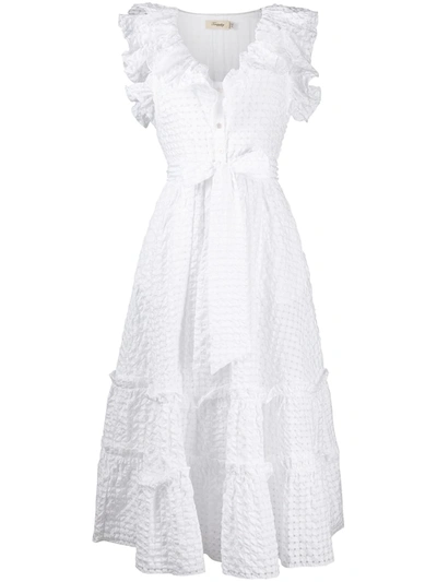 Temperley London Embroidered Ruffled Dress In White