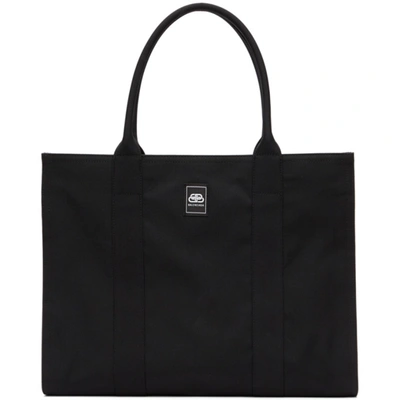 Balenciaga Neo Navy Small Leather-trimmed Printed Organic Cotton-canvas Tote In Black