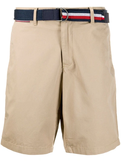 Tommy Hilfiger Brooklyn Belted Cotton Shorts In Neutrals