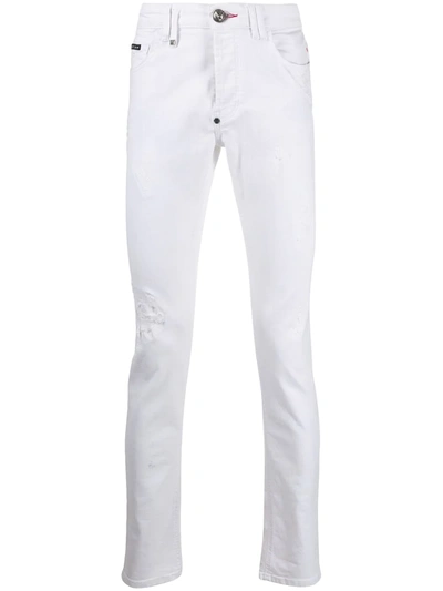 Philipp Plein Teddy Bear Straight Cut Jeans In White