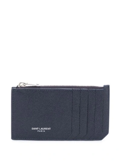 Saint Laurent Zipped Coin Purse In Blue