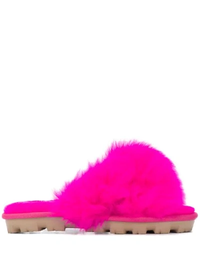 Ugg Fuzzalicious Sheepskin Slides In Pink