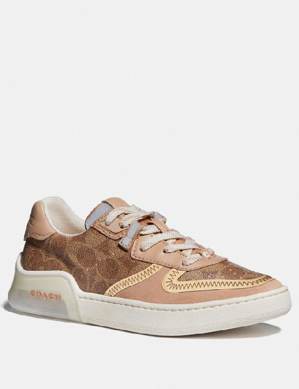 Coach Citysole Signature Canvas, Suede & Leather Court Sneakers In Tan