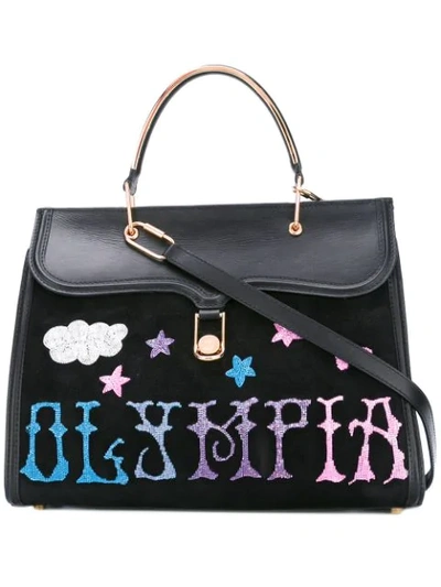 Olympia Le-tan Griffin Embr Marguerite Tote Bag In Black