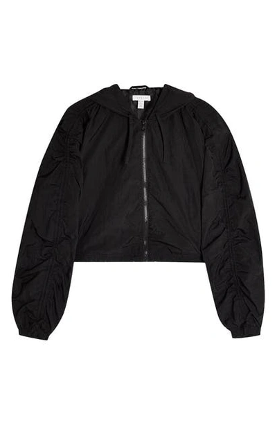 Topshop Joan Nylon Crop Jacket In Black