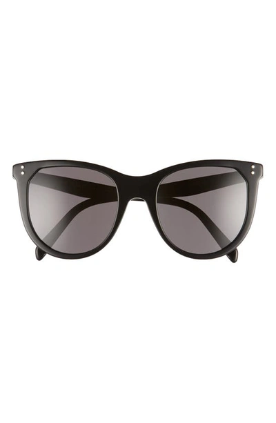 Celine 53mm Cat Eye Sunglasses In Shiny Black/ Smoke