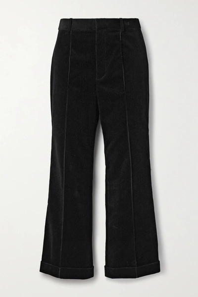 Saint Laurent Cotton-corduroy Straight-leg Pants In Black