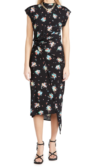 Rabanne Knotted Floral-print Stretch-jersey Midi Dress In V030