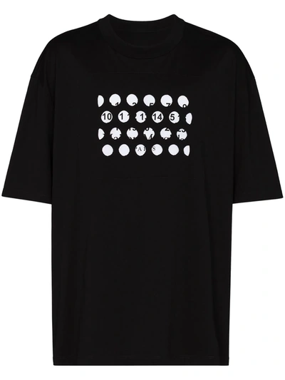 Maison Margiela Logo Perforated Cotton Jersey T-shirt In Black