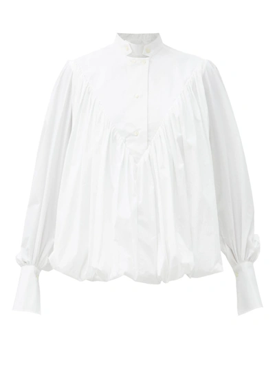 Palmer Harding Ateles Mock-neck Stretch-cotton Poplin Shirt In White