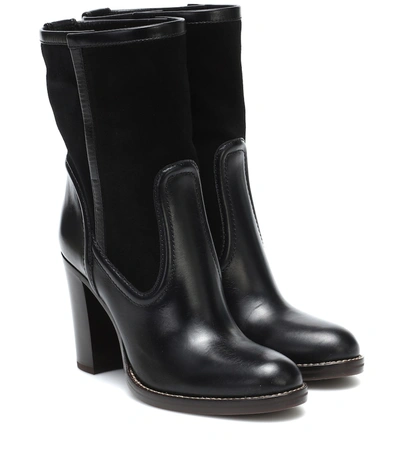 Chloé Leather And Suede Ankle Boots In Black