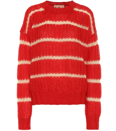 Plan C Striped Mohair-blend Sweater In Rosso