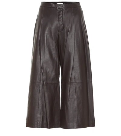 Vince Leather Culottes In Chocolate