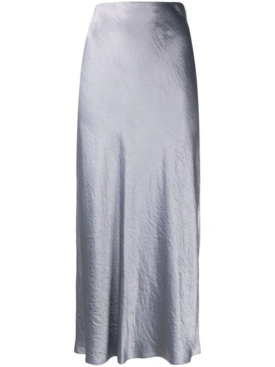 Vince Japanese Satin Slit Skirt In Grey