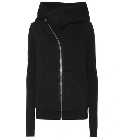 Rick Owens Mountain Zipped Cotton Hoodie In Black