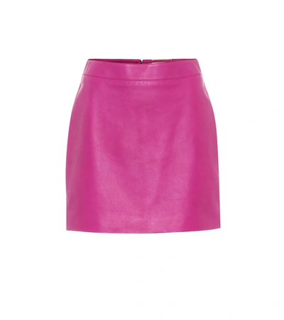 Saint Laurent Leather Miniskirt In Pink