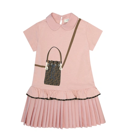 Fendi Kids' Trompe L'oeil Cotton Dress In Pink