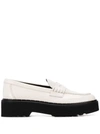 Tod's Flatform Patent-leather Penny Loafers In White