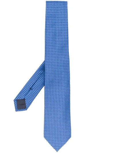 Emporio Armani Silk Diagonal Herringbone Tie In Blue