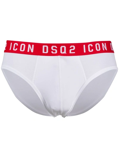 Dsquared2 Icon Logo Embroidered Briefs In White