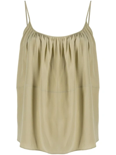Chloé Pleated Silk Camisole In Green