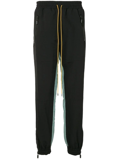 Rhude Stripe-side Drawstring Track Pants In Black