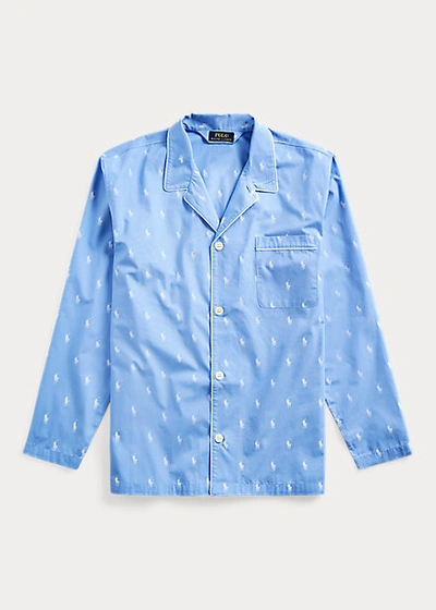 Polo Ralph Lauren Signature Pony Pajama Shirt In Navy/cream