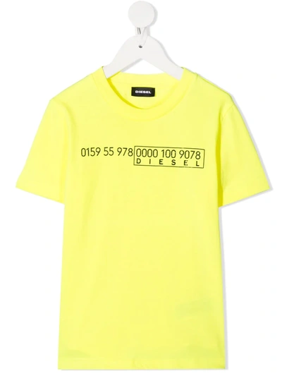 Diesel Kids' Slogan T-shirt In Yellow