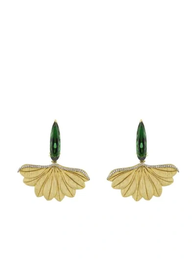 Silvia Furmanovich 18kt Yellow Gold Carved Leaf Earrings In Ylwgold