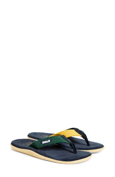 Noah X Island Slipper Flip Flop In Navy/yellow/green