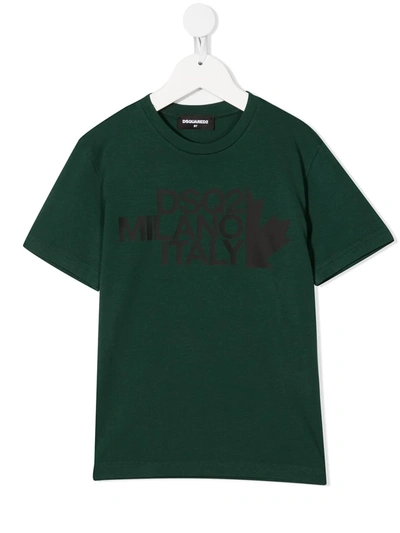 Dsquared2 Kids' Milano Maple Logo T-shirt In Green