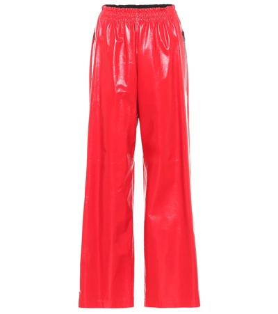 Bottega Veneta Calf Leather Red Palazzo Pants In Lipstick