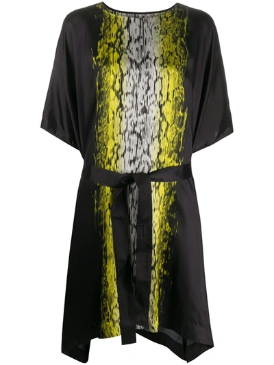 Rick Owens Acid Print T-shirt Midi Dress In Black & Acid Print