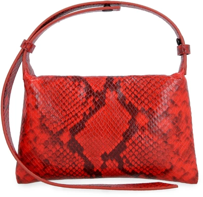 Simon Miller Puffin Leather Shoulder Bag In Tango Red Snake