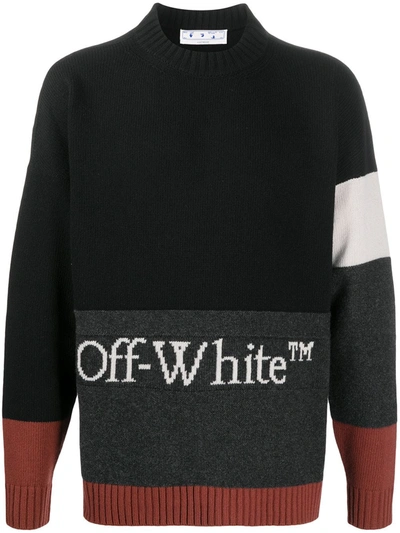 Off-white Color Block Off Wool Crewneck Sweater In Multicolor