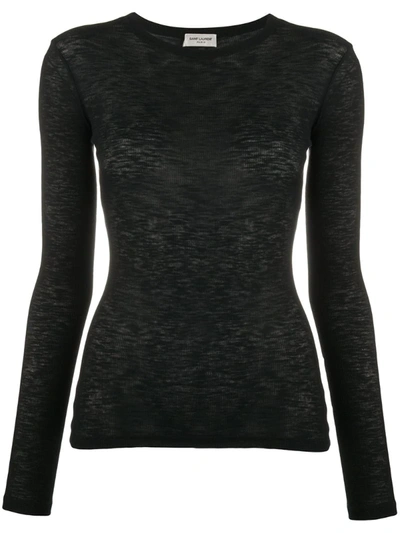 Saint Laurent Semi-sheer Long-sleeved Jumper In Black