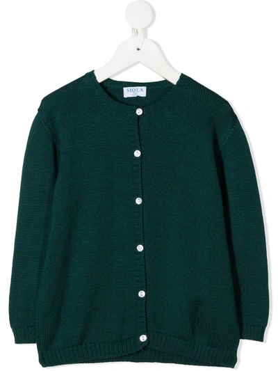 Siola Kids' Button-up Merino Cardigan In Green