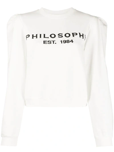 Philosophy Di Lorenzo Serafini Puff-sleeve Logo Sweatshirt In White
