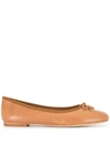 Tory Burch Tory Charm Leather Ballet Flats In Tan